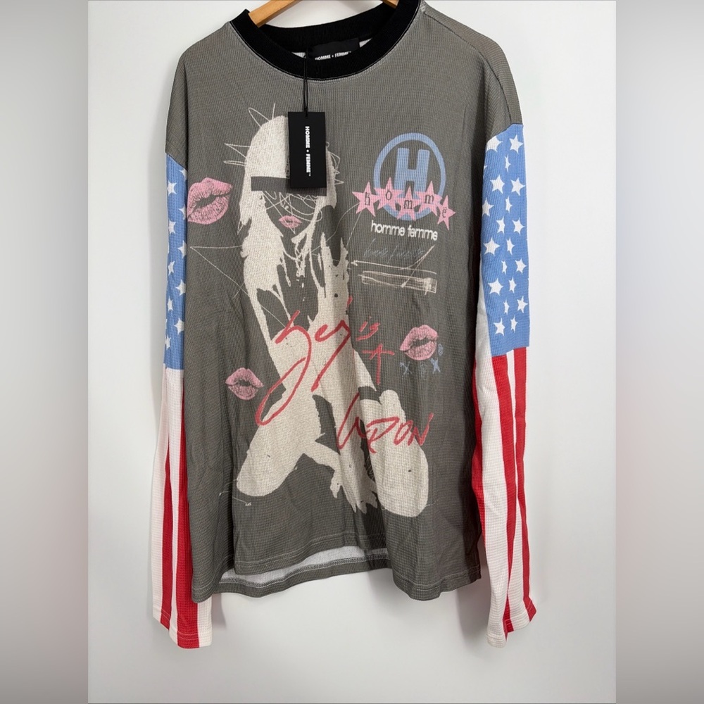 Homme + Femme Bombshell Thermal Graphic Long Sleeve Thermal T-Shirt 3xl New